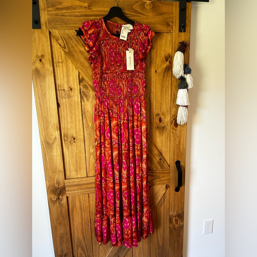 Red and pink maxi dress